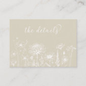 Neutral Wildflower Details Card Minimalist Wedding Begleitkarte (Vorderseite)
