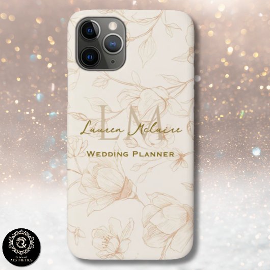 Neutral Wildflower Monogram Business Chic iPhone  Case-Mate iPhone Hülle