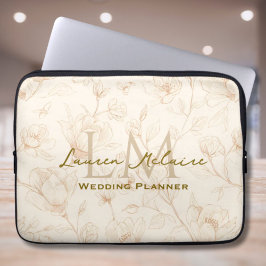Neutral Wildflower Monogram Business Style Laptop Laptopschutzhülle