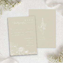 Neutral Wildflower RSVP Card Minimalist Wedding  Begleitkarte
