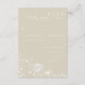 Neutral Wildflower RSVP Card Minimalist Wedding  Begleitkarte (Vorderseite)