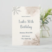 Neutral Winter 50th Birthday Invitation – Minimal Einladung (Stehend Vorderseite)
