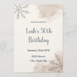 Neutral Winter 50th Birthday Invitation – Minimal Einladung