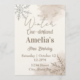 Neutral Winter First Birthday Invitation – Minimal Einladung