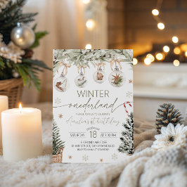 Neutral Winter Onederland Invitation Einladung