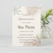 Neutral Winter Quinceañera Invitation – Minimalist Einladung (Stehend Vorderseite)