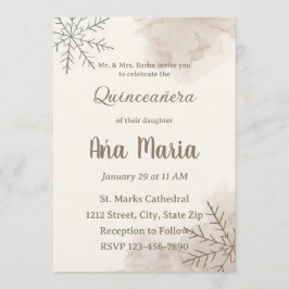 Neutral Winter Quinceañera Invitation – Minimalist Einladung