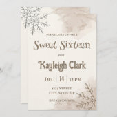 Neutral Winter Sweet Sixteen Invitation – Minimal Einladung (Vorne/Hinten)