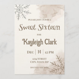 Neutral Winter Sweet Sixteen Invitation – Minimal Einladung
