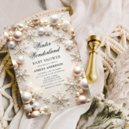 Neutral Winter Wonderland Baby Dusche Einladung