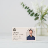 Neutral Wood Photo Monogram Professional  Visitenkarte (Stehend Vorderseite)