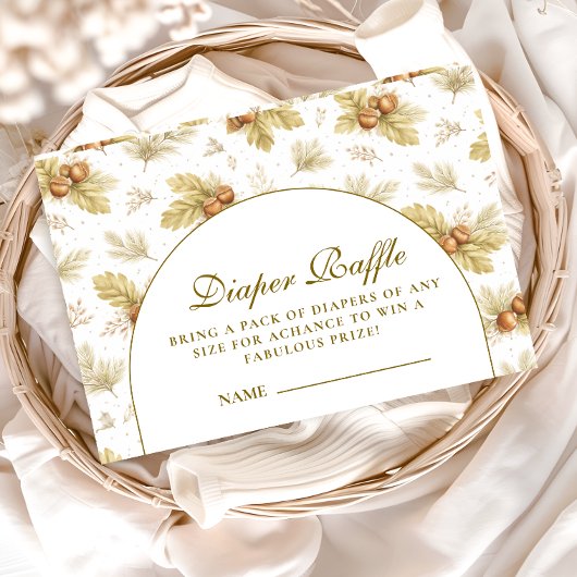 Neutral Woodland Leaves Diapper Raffle Begleitkarte