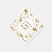 Neutral Woodland Wild One Birthday Serviette (Ecke)