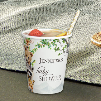 Neutral Woodland Wildlife Baby Shower Party Drink Pappbecher