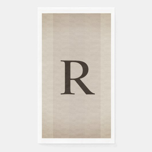 Neutralbraun und Tan texturiert Mit Monogramm Serviette (Vorderseite)