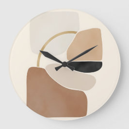 Neutrale Abstrakte Formen | Minimale moderne Kunst Große Wanduhr