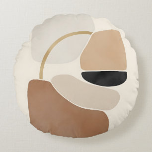 Neutrale Abstrakte Formen Minimale moderne Kunst Rundes Kissen