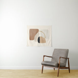 Neutrale Abstrakte Formen Minimale moderne Kunst Wandteppich