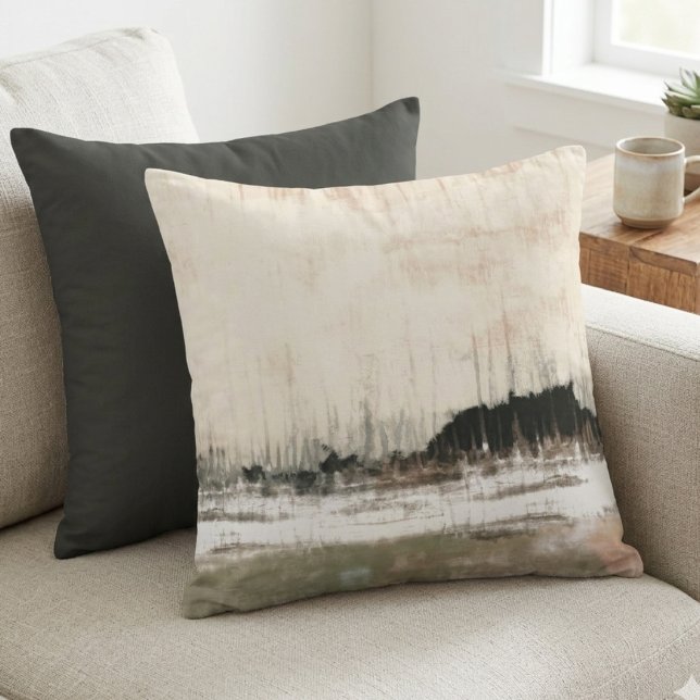 Neutrale abstrakte Landschaft Kissen (This neutral abstract landscape throw pillow is a soothing addition to a home as a housewarming gift)