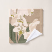 Neutrale Abstrakte Orchideen Wohngestaltung Badhandtuch Set (Waschlappen)