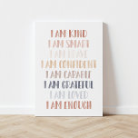 Neutrale Affirmationen für Kinder Leinwanddruck<br><div class="desc">Bauen Sie Ihr Kind täglich auf,  indem Sie Bejahungen zu einem Teil ihrer Routine machen. Mit sanften,  neutralen Farben ist dieses Plakat eine großartige Ergänzung zu einem Schlafzimmer,  Spielzimmer,  Bad,  oder wer auch immer Ihre Kinder sehen und sagen die Bekenntnisse regelmäßig!</div>