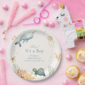 Neutrale Ahoy unter der Whale Babydusche Pappteller (Party)