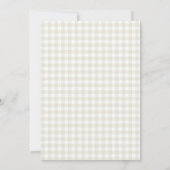 Neutrale alberne Gans Beige Schleife Gingham-Baby- Einladung (Rückseite)