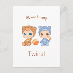Neutrale Ankündigung von Baby Twins Gender Postkarte