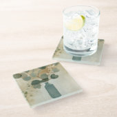 Neutrale Anordnung - Grünflächen in Vase Glasuntersetzer (Schrägansicht)