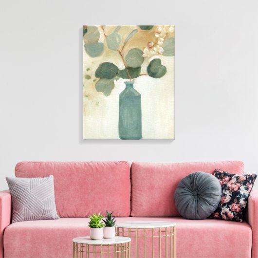 Neutrale Anordnung - Grünflächen in Vase Leinwanddruck (Insitu (Wohnzimmer))