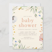 Neutrale Aquarellblütendusche Einladung (Vorderseite)