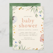 Neutrale Aquarellblütendusche Einladung (Vorne/Hinten)