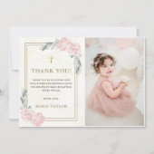 Neutrale Aquarellblütentaufe Danke Karte (Vorderseite)