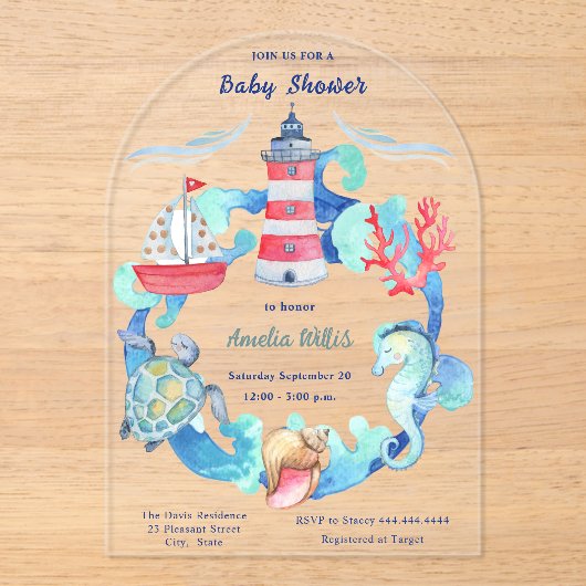 Neutrale Aquarellendusche Acryleinladungen (Vorderseite)