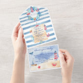 Neutrale Aquarellendusche All In One Einladung (Abreißen)