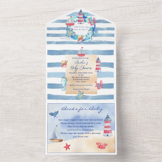 Neutrale Aquarellendusche All In One Einladung (Innen Boden)