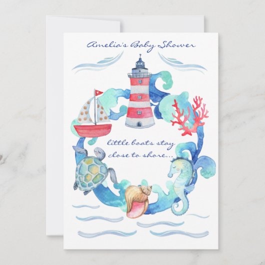 Neutrale Aquarellendusche Einladung (Vorderseite)