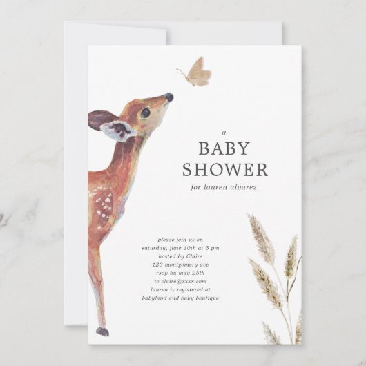 Neutrale Aquarellendusche für das Waldergeschlecht Einladung (Vorderseite)