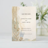 Neutrale Art Deco Blumen Save The Date Karte (Stehend Vorderseite)