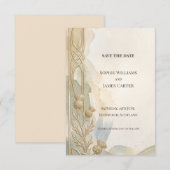 Neutrale Art Deco Blumen Save The Date Karte (Vorne/Hinten)