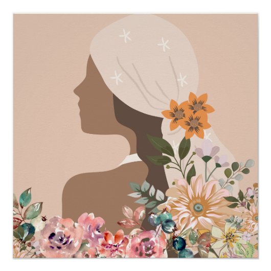Neutrale Ästhetik Frau Botanisch Poster (Vorderseite)