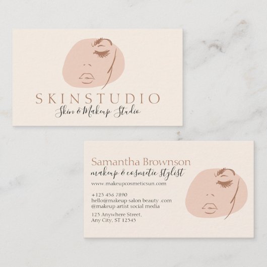 Neutrale ästhetische Feminine Gesichtshaut Schönhe Visitenkarte (Vorne/Hinten)