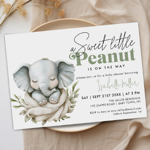 Neutrale Baby Dusche Elephant Greenerity Gold Einladung