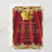 Neutrale Baby Dusche Royal Red Gem Gold Crown Einladung (Vorderseite)