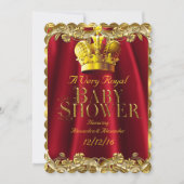 Neutrale Baby Dusche Royal Regal Red Gold Crown Einladung (Vorderseite)