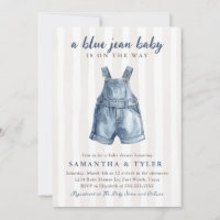 Neutrale Baby-Einladung 'Blue Jean Baby On The Way