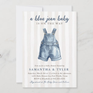 Neutrale Baby-Einladung 'Blue Jean Baby On The Way Einladung
