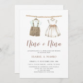 Neutrale Baby-Kleidung Spanisch Geschlecht Aufdeck Einladung (Vorne/Hinten)