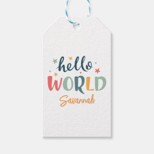 Neutrale Baby Shower Baby mit individuellem Namen  Geschenkanhänger