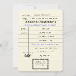 Neutrale Baby Vintag Library Card Dusche Einladung